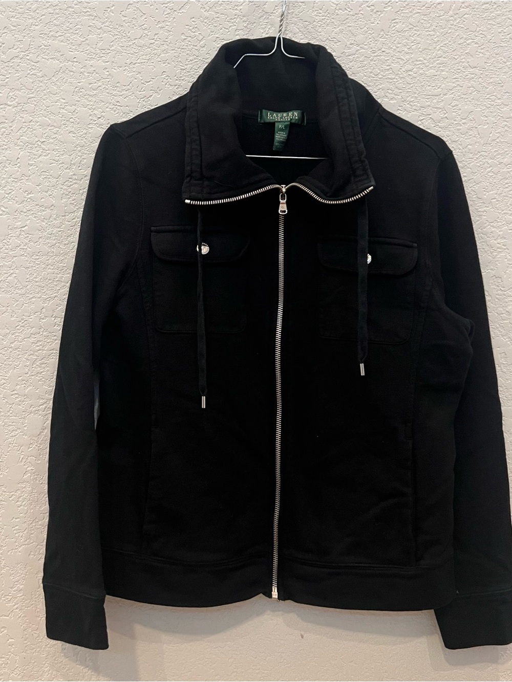 LAUREN Ralph Lauren black Zip-Front Women’s Jacket with Stand Collar
